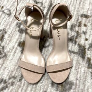 Taylor Natural Suede Ankle Strap Heels